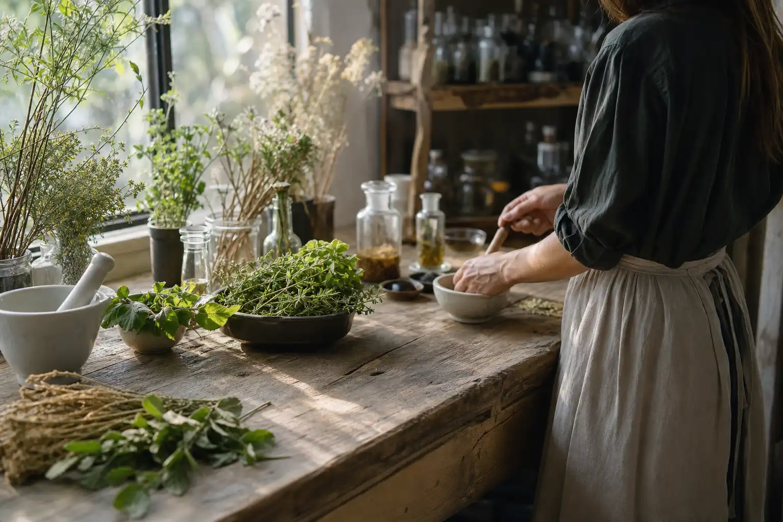 Quelqu'un prépare quelque chose, autour de test site harvestlaboratoires, près d'une table en bois.